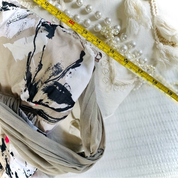 D. EXTERIOR | S | Abstract Italian Cotton Strapless One Shoulder Pink Grey Dress - Picture 7 of 12